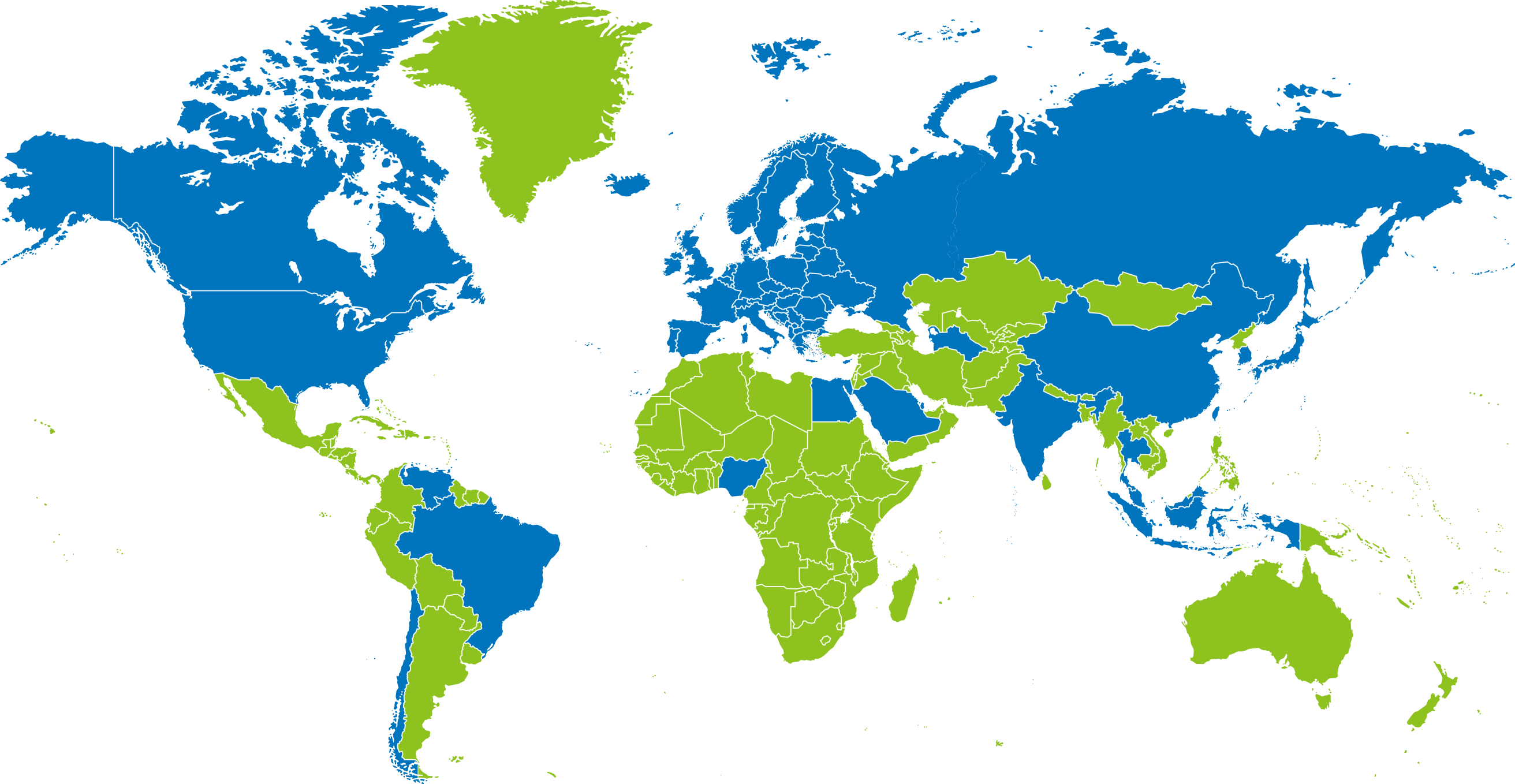 clients and local information on a world map