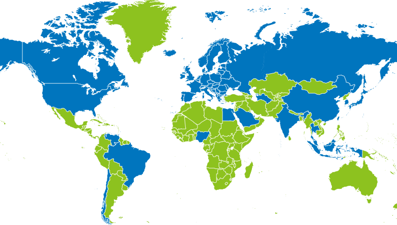 clients and local information on a world map